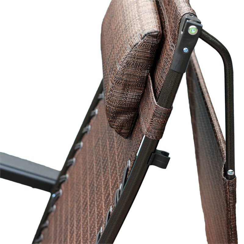 Pemberly Row Textilene Fabric Oversized Chair in Brown Mesh (Set of 2)