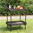 Pemberly Row Wicker Patio Serving Cart in Espresso