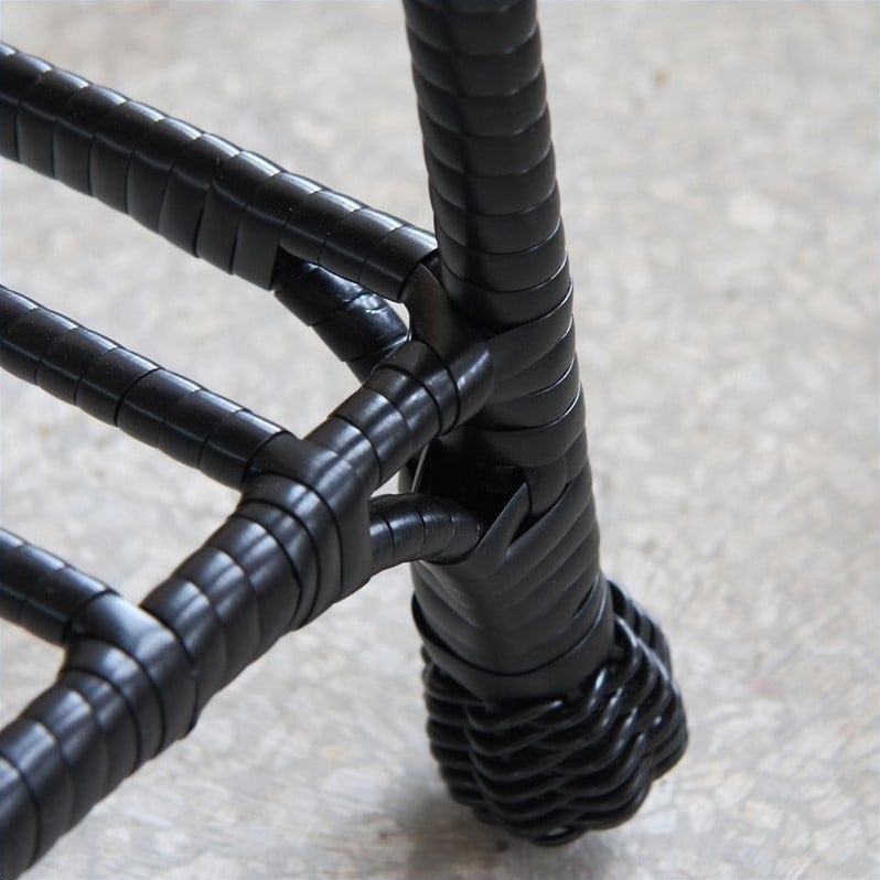 Pemberly Row Wicker / Rattan Patio End Table with Steel Frame in Black