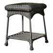 Pemberly Row Wicker / Rattan Patio End Table with Steel Frame in Black