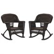 Pemberly Row Rocker Wicker Chair in Espresso (Set of 2)