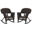Pemberly Row Rocker Wicker Chair in Espresso (Set of 2)
