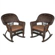 Pemberly Row Rocker Wicker Chair in Espresso and Brown (Set of 2)