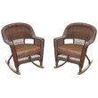 Pemberly Row Wicker Rocker Chair in Honey and Brown (Set of 2)
