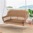 Pemberly Row Resin Wicker Porch Swing in Honey