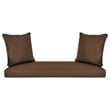 Pemberly Row Honey Wicker Porch Swing with Brown Cushion
