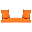 Pemberly Row Honey Wicker Porch Swing with Orange Cushion