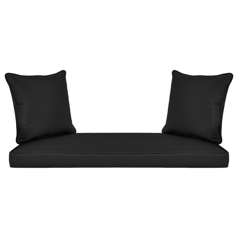 Pemberly Row Honey Wicker Porch Swing with Black Cushion