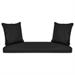 Pemberly Row Honey Wicker Porch Swing with Black Cushion