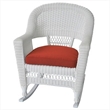 Pemberly Row Rocker Wicker Chair in White with Red Cushion (Set of 2)