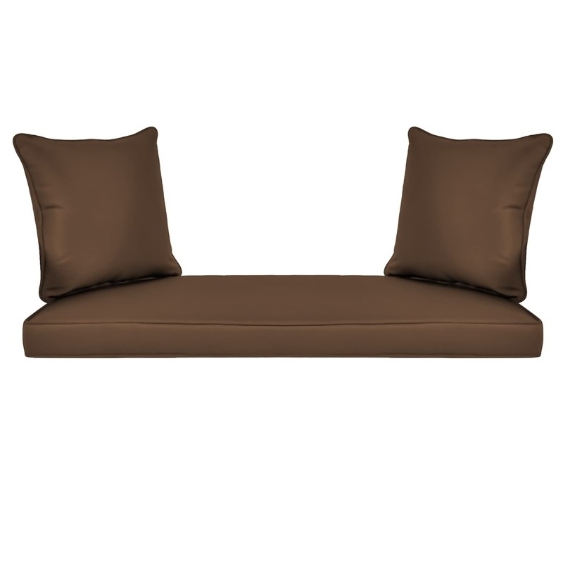 Pemberly Row Wicker Porch Swing in White with Brown Cushion