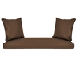 Pemberly Row Wicker Porch Swing in White with Brown Cushion