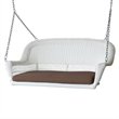 Pemberly Row Wicker Porch Swing in White with Brown Cushion
