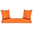 Pemberly Row Wicker Porch Swing in White with Orange Cushion
