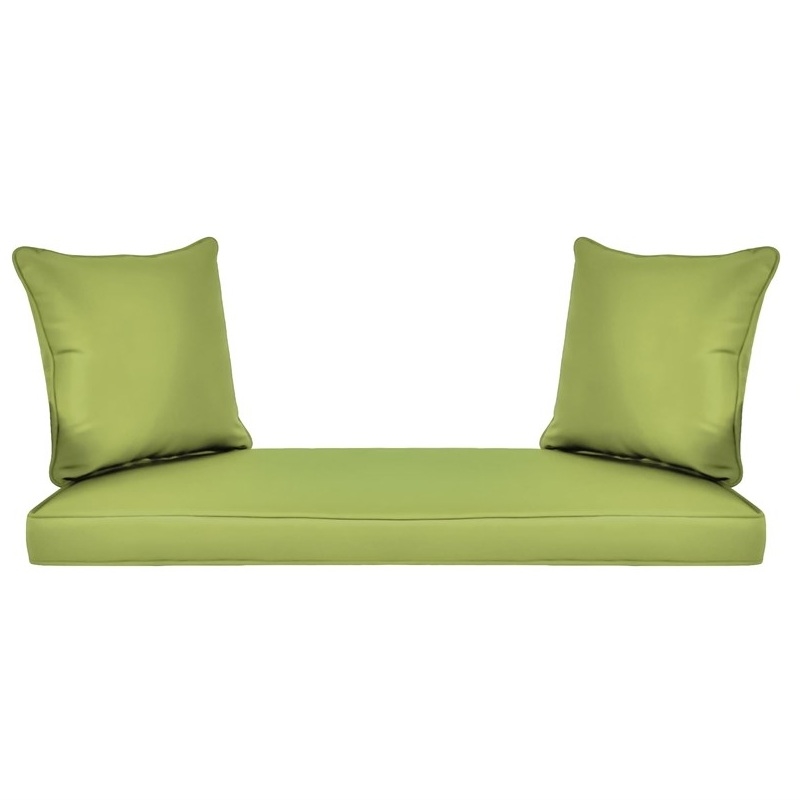 Pemberly Row Wicker Porch Swing in White with Green Cushion