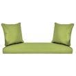 Pemberly Row Wicker Porch Swing in White with Green Cushion