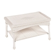 Pemberly Row Wicker Patio Coffee Table in White