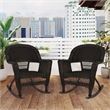 Pemberly Row Wicker Rocker Chair in Black (Set of 2)