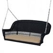 Pemberly Row Wicker Porch Swing in Black with Tan Cushion