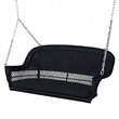 Pemberly Row Wicker Porch Swing in Black with Black Cushion