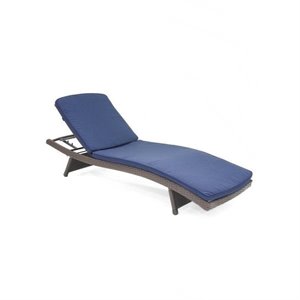 pemberly row wicker adjustable chaise lounger in espresso and blue