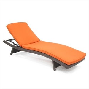 pemberly row wicker adjustable chaise lounger in espresso and orange