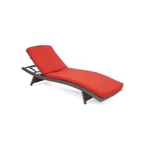 pemberly row wicker adjustable chaise lounger in espresso and red