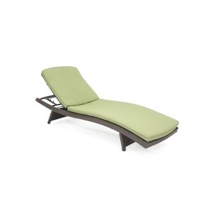 pemberly row wicker adjustable chaise lounger in espresso and green