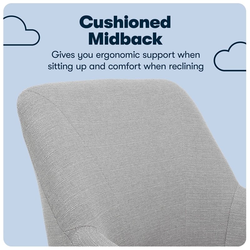 Pemberly Row Modern Fabric Office Chair with Memory Foam in Light Gray/Chrome