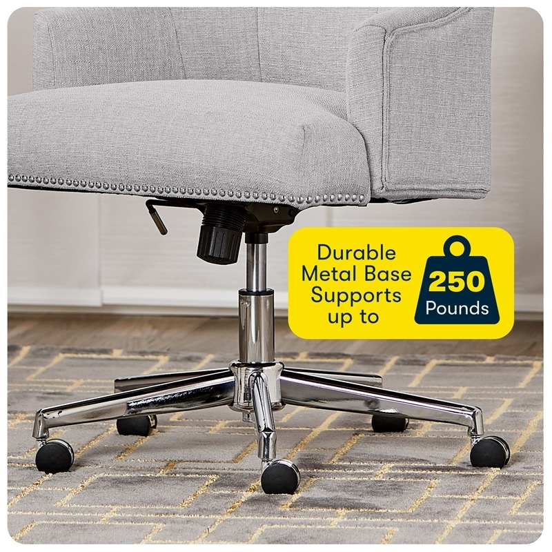 Pemberly Row Modern Fabric Office Chair with Memory Foam in Light Gray/Chrome