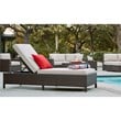 Pemberly Row Wicker Patio Storage Chaise Lounge in Brown