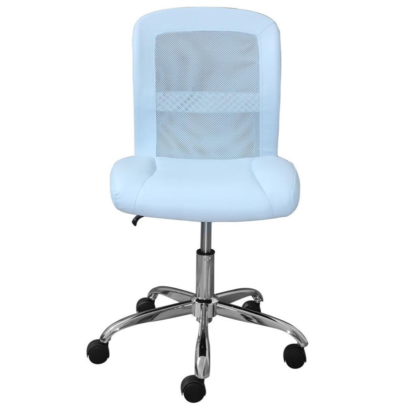 Pemberly Row Faux Leather Upholstered Office Chair in Blue Sky