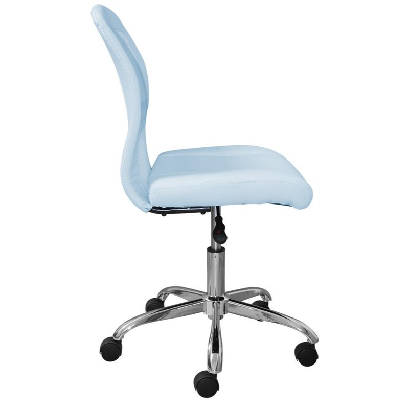 Pemberly Row Faux Leather Upholstered Office Chair in Blue Sky