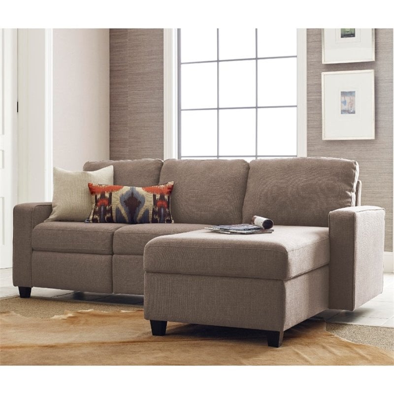 Pemberly Row Right Facing Reclining Sectional in Oatmeal Finish