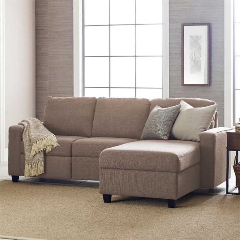 Pemberly Row Right Facing Reclining Sectional in Oatmeal Finish
