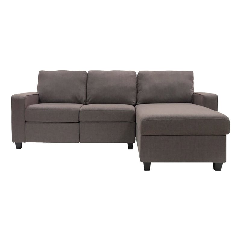 Pemberly Row Fabric Right Facing Reclining Sectional in Gray