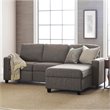 Pemberly Row Fabric Right Facing Reclining Sectional in Gray