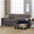 Pemberly Row Fabric Right Facing Reclining Sectional in Gray