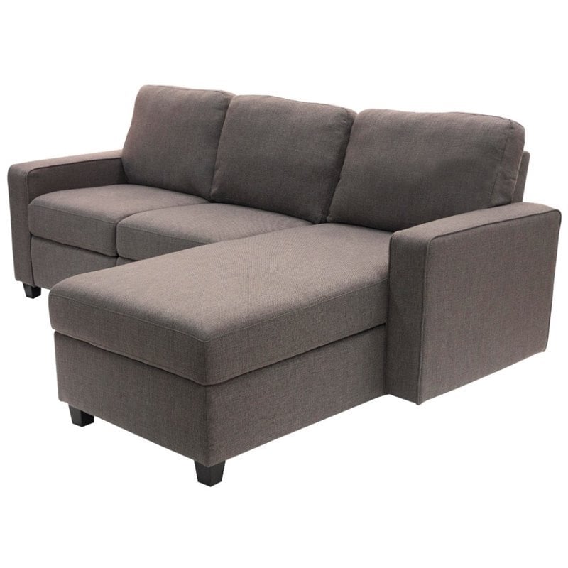 Pemberly Row Fabric Right Facing Reclining Sectional in Gray