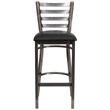 Pemberly Row Metal Bar Stool Chair in Black With Semi-circle Seat & Footrest
