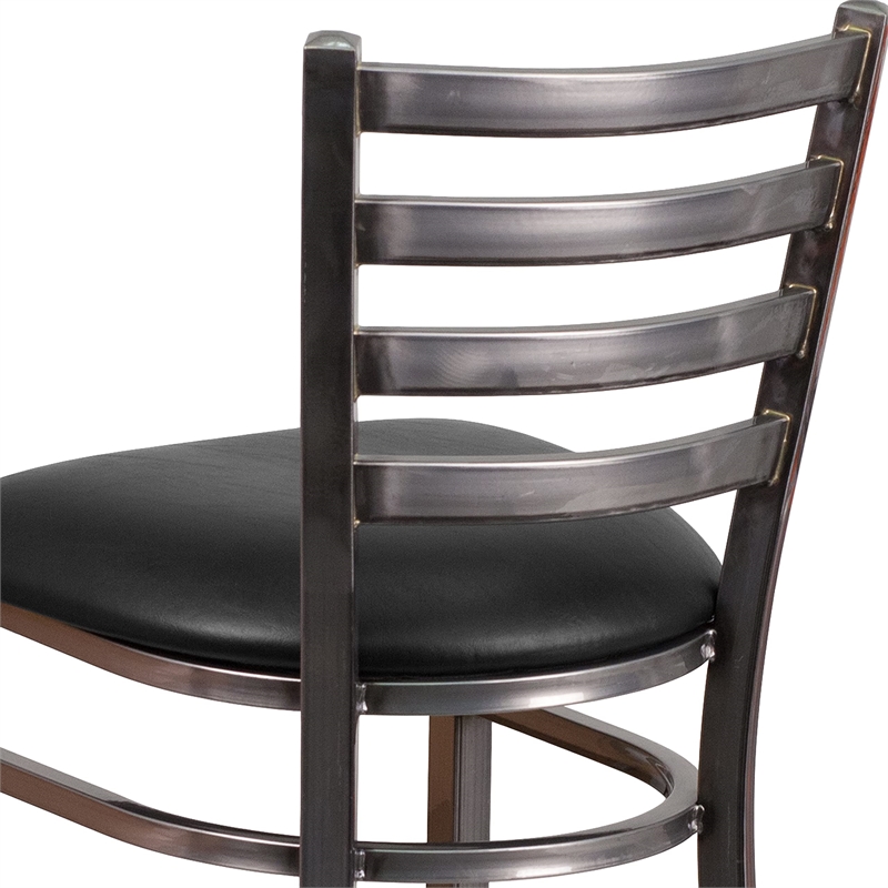 Pemberly Row Metal Bar Stool Chair in Black With Semi-circle Seat & Footrest