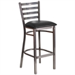 Pemberly Row Metal Bar Stool Chair in Black With Semi-circle Seat & Footrest
