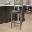 Pemberly Row Metal Bar Stool Chair in Black With Semi-circle Seat & Footrest