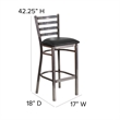 Pemberly Row Metal Bar Stool Chair in Black With Semi-circle Seat & Footrest