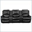 Pemberly Row 3 Seat Leather Reclining Home Theater Seating in Black