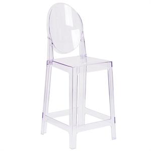 Pemberly Row Oval Back Ghost Counter Stool in Transparent Crystal