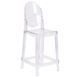 Pemberly Row Oval Back Ghost Counter Stool in Transparent Crystal