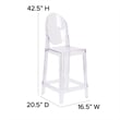 Pemberly Row Oval Back Ghost Counter Stool in Transparent Crystal