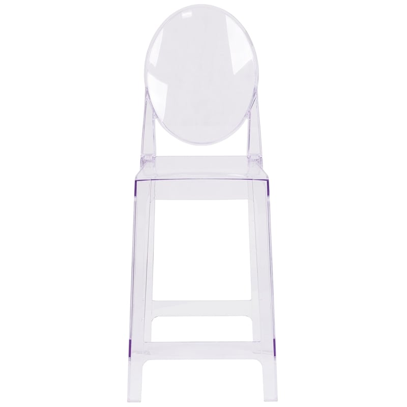 Pemberly Row Oval Back Ghost Counter Stool in Transparent Crystal