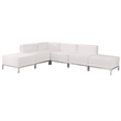 Pemberly Row 6 Piece Leather Straight Arm Sectional Set in White